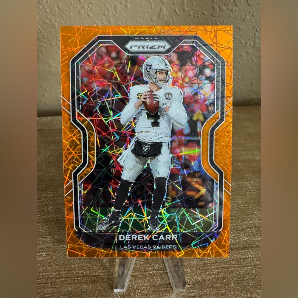 2020 Panini Prizm Football Derek Carr #132 Orange Lazer Prizm Saints‎ Raiders